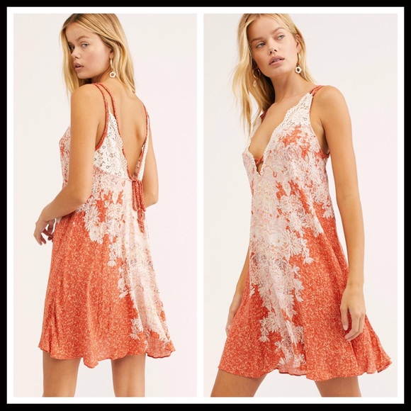 FREE PEOPLE BOHO LACE FLOWY SLIP MINI DRESS. A3C - Picture 4 of 16